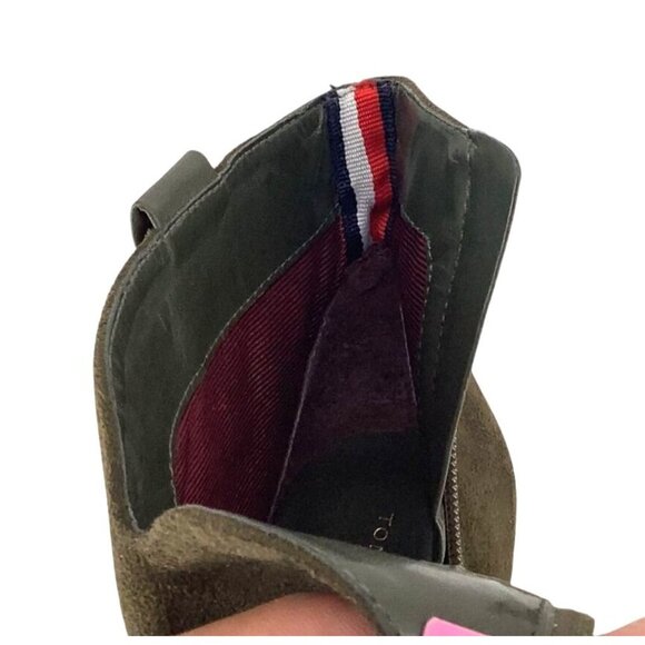 Tommy Hilfiger Womens Heeled Ankle Boots Olive Suede & Leather Gold Button S 8.5 - Picture 10 of 10